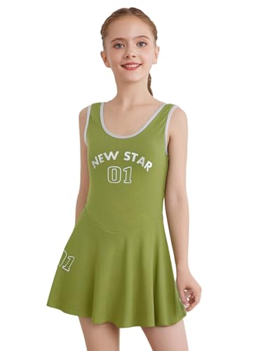 YEAHDOR Kids Girls Tennis Dress Sleeveless Golf Dress with Removable Chest Pads School Sports Dresses