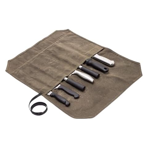Knife Roll, Chef’s Knife Roll Case, Waxed Canvas Cutlery Knives Holders Protectors, Home Kitchen Cooking Tools And Utensils Wrap Bag Wallet , Multi-Purpose Brush Roll Bag, Travel Tool Roll Pouch Cover