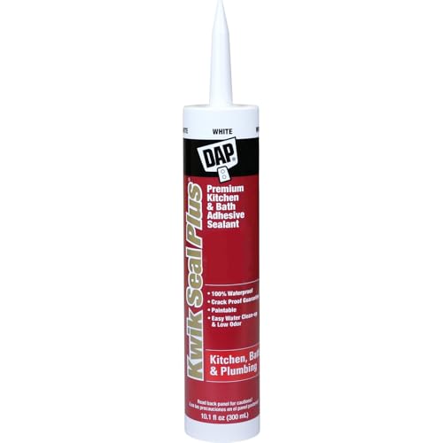 DAP Kwik Seal Plus 18510 Adhesive Sealant, 10.1 oz Cartridge, brighter white