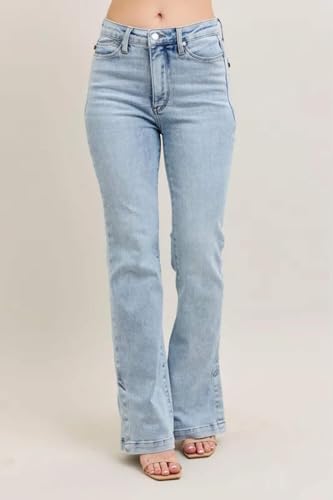 Judy Blue Full Size Tummy Control Vintage Wash Side Slit Slim Boot Jeans Plus Size Light 11(30)2