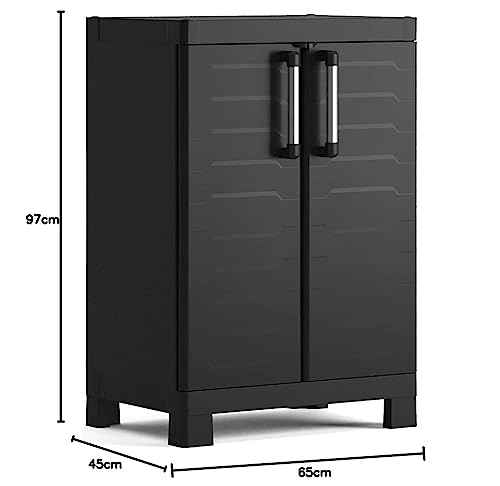 Keter Detroit, niedrig Kunststoffschrank, Kunststoff, schwarz, 65 x 45 x 97 cm
