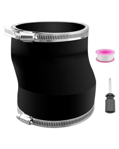 Rubber Round to Oval Duct Connector with Steel Worm Drive Clamp Fit for Recessed Dryer Exhaust Tube Vent Ventilation Hose Connector for House