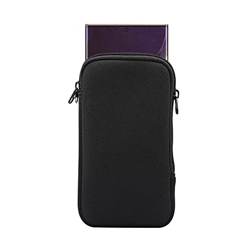 Hojaster Neoprene Phone Sleeve Pouch W/Neck Lanyard Wallet For Men Women Carrying Case For Iphone 13 Pro Max, Galaxy S20 S10 S9 S8 A50 A50S A51 A30 A30S A10S A10E A20 A40, Pixel 4A(Black2, Large) #TOP2