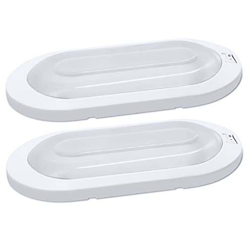 Facon 12V LED Bright RV Pancake Light Surface Mount - 2 Pack, DDS01-008, 12Volt Interior Light with Switch, for RV Motorhomes Camper Caravan Trailer Boat, 3400K