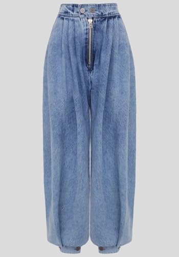 Womens Baggy Harem Jeans Zipper High Waisted Loose Trousers Wide Leg Vintage Balloon Casual Denim Pants 5