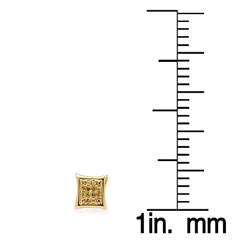 Dazzlingrock Collection 0.05 Carat (ctw) Round Yellow Diamond 8.6mm Micro Pave Kite Shape Hip Hop Iced Out Stud Earring (1Pc Only), Unisex Design Ladies, Mens Real Diamond Earrings3