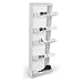 Dmora Scarpiera in Metallo a Cinque Ante con ribalta, Colore Bianco, cm 50 x 15 x h169
