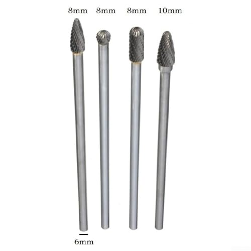 Set de 4 fresas de carburo 1/4" x 150mm corte doble miniatura 2