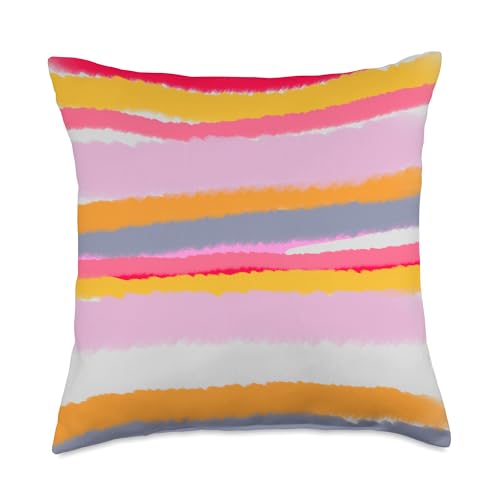 Artsy/Artistic/Artist Painted Multicolored Stripes Patterned Throw Pillow