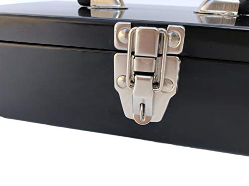 Workington Portable Carpenter Metal Tool Box With Latch, Small Parts Box, Sockets Storage Box Organizer 4002 Black #TOP7