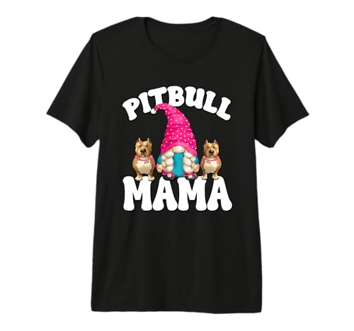 Funny Pitbull Graphic for Women Dog Lover Gnome Pitbull Mama Premium T-Shirt