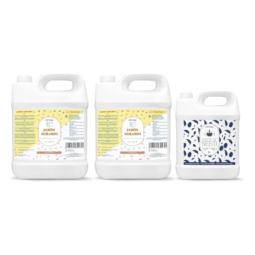PLANTAWA Pack Jabón Potásico 2x5L + Aceite de Neem 2L | Solución Multiusos | Fácil Aplicación y Máxima Eficacia | Versátil | Uso en Interior y Exterior | Productos de origen natural
