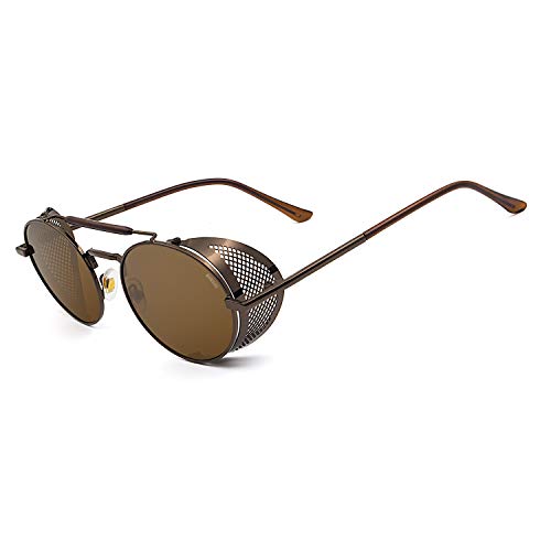 Image of RONSOU Steampunk Style Round Vintage Polarized Sunglasses Retro Eyewear UV400 Protection Matel Frame