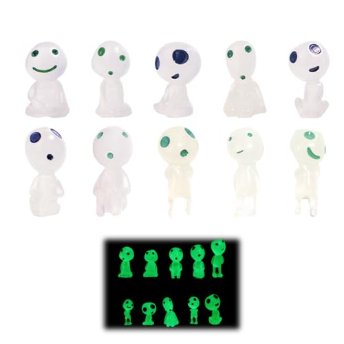 ZORVYN 10 Piezas Figuras de Duendes del Bosque para Jardín, Elfos Luminosos de Resina, Mini Figuras de Princesa para Plantas en Maceta, Dormitorio, Halloween (Verde)
