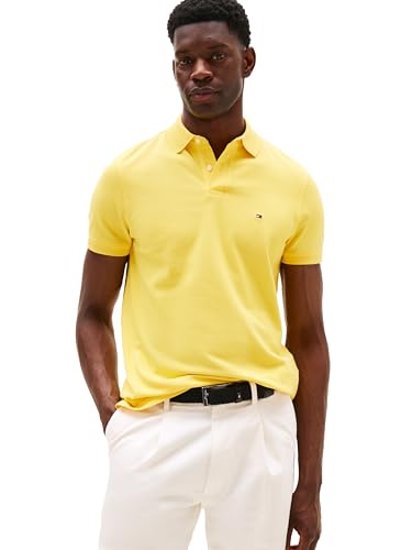 Tommy Hilfiger Men's Short Sleeve Polo Shirts in Regular Fit with Stretch and Organic Pique Cotton