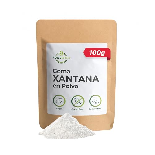 Food Bites Goma Xantana en Polvo 100g - Goma Xantana sin Gluten y Vegano ideal para Estabilizante Helado - Emulsificante para repostería incluye eBook DE REGALO con 20 Recetas