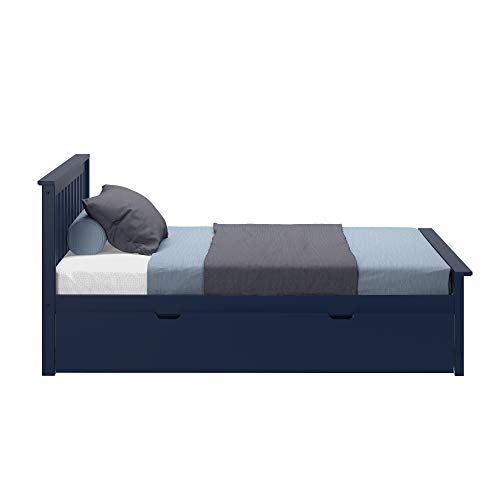 Max & Lily Full Bed, Wood Bed Frame With Headboard For Kids With Trundle, Slatted, Blue & Nightstand With Drawer And Shelf, Blue #TOP3