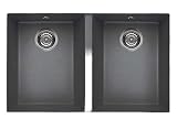 Lavello da cucina 2 Vasche, da 80 cm, Metaltek, Titanium LMQ34073BTP Quadra 340
