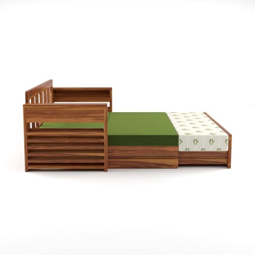 Image of Mamta Furniture Sofa Cum Bed (Honey Finish, 3 Seater - CaneCircle)