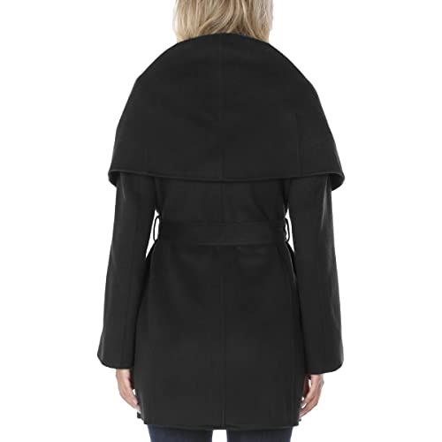Image of TAHARI Womens Double-faced Luxury Soft Wool Blend Peacoat Removable Belt Wool Coat Oversized Collar