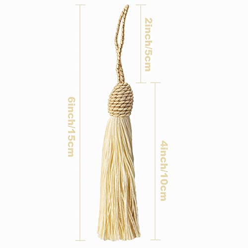 Vapker Bookmark Tassels 20Pcs 15Cm/6 Inch Beige Tassels With Pineapple Head Sewing Tassels Silky Floss Mini Craft Tassels With Cord Loop For Keychain Earring Jewelry Diy Craft #TOP4