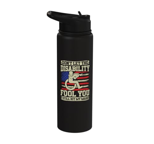 Disabled Veteran us flag Funny Handicap Veteran Stainless Steel Insulated Water Bottle