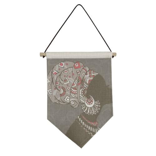 Bannière décorative en toile femme africaine pour décoration murale suspendue