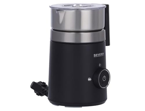 Foto von SEVERIN SPUMA 500 Induktions-Milchaufschäumer, Easy-Select-Drehregler, LED-Lichtring mit Statusanzeige, einfache Reinigung, Barista-Ausgusszotte, Edelstahl-gebürstet, schwarz, SM 3585