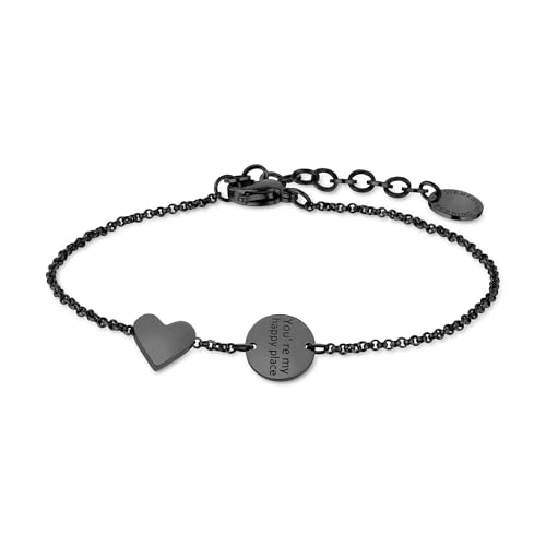 Collier et bracelet parure cadeau femme motif cœur en acier inoxydable