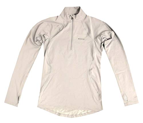 Columbia Womens Omni-Heat Midweight Baselayer Half-Zip Long Sleeve Shirt Blouse, Light Grey, X-Small