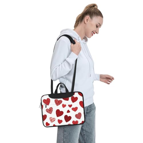 Maletín para portátil rojo con corazones 15.6 pulgadas impermeable miniatura 7