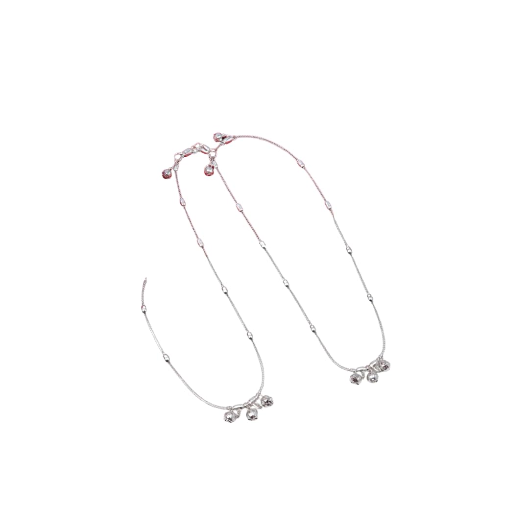 Silver Fancy Chain Design Anklet, 1 Pair Payal for Women and Girls-image-47