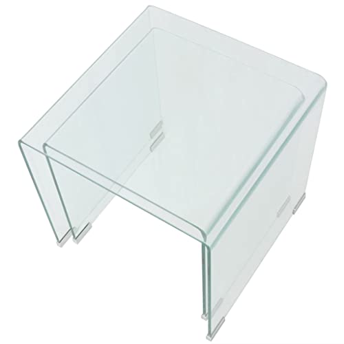 Tables gigognes verre trempé 2 pcs transparentes vidaXL