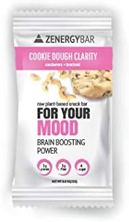 Cookie Dough Clarity Zenergy Bar – Low Sugar Health Bar - Nuts Protein Nutrition Chocolate Bar – Organic Plant Based Gluten Free Breakfast Energy Snack Bite for Your Mood (Box of 12) Vegan