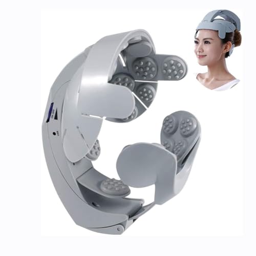 Grigio,Massaggiatore elettrico per la testa, dispositivo ricaricabile per il massaggio della testa per l'assistenza al riposo e l'aiuto al sonno