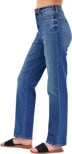Judy Blue Women's High-Rise Straight Fit Jeans (8601 Dark Blue, 7)2