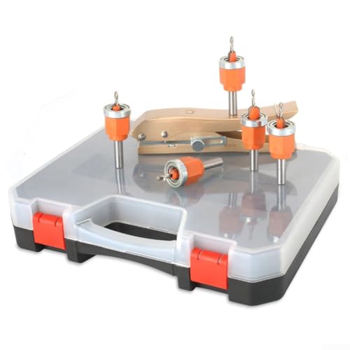 Juego de brocas con alicates perforadores para bandas de bordes, avellanador, extractor de tornillos para carpintería, kit de herramientas de aleación de 5 piezas con funda de transporte,