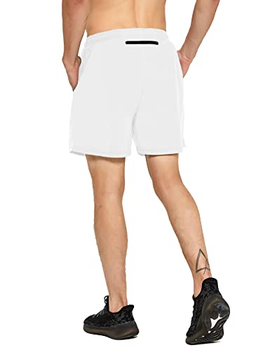 Image of DEMOZU Men's 5 Inch Running Tennis Shorts Quick Dry Athletic Workout Gym Exercise Sports Active Shorts with Pockets