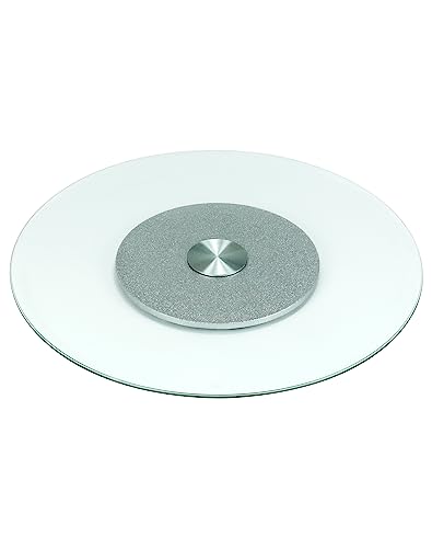 QWORK® Plateau de Service Rotatif Lazy Susan en Verre Trempé, Plateau Tournant Pivotant, 68 cm