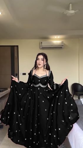 Image of Beautiful Embroidered Anarkali Gown for Women ||Festive Outfit with Intricate Detailing