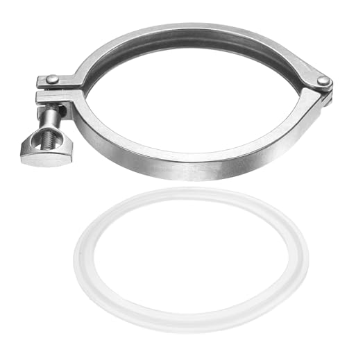 PATIKIL Tri Sanitary Clamp Single Pin, Heavy Duty 304 Stainless Steel Clamp Sanitary Fittings with Wing Nut Silicone Gasket for Ferrule TC Tube OD 4