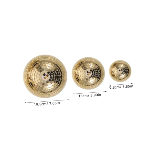 Conjunto de 3 bolas espejadas doradas Homoyoyo, globos reflectantes de vidrio para colgar en pared, fácil instalación, decoración para bodas, salas y fiestas temáticas miniatura 2