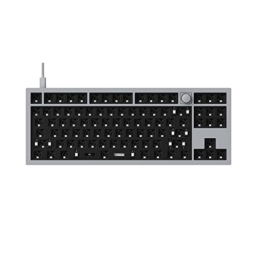 Keychron Q3 TKL Layout RGB Hot-Swapable Wired Custom Mechanical Keyboard Full Aluminum Knob ISO Barebone Version, mit QMK/VIA programmierbarem Makro Doppeldichtung DIY Kit für Mac Windows Linux-Grau