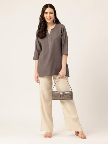 Image of Elegant Short Kurti for Women - 3 /4 Sleeves | Round Neck | (S to XXL)