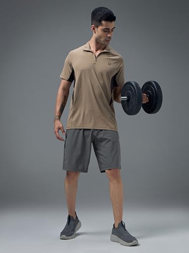 Image of TECHNOSPORT Men's Regular Fit Solid Sports Shorts with Duracool+ for Running, Training & Workout Wear