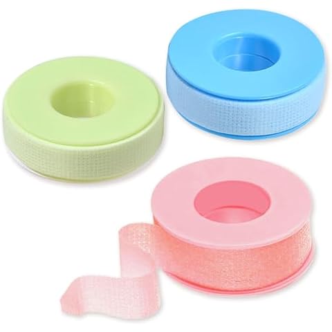 NIUNIUZHENG 3 Rolls Silicone Tape Reusable Adhesive Waterproof Silicone Tape Eye Lift Patches for Lashes Makeup Wound Care Sensitive Skin Cover