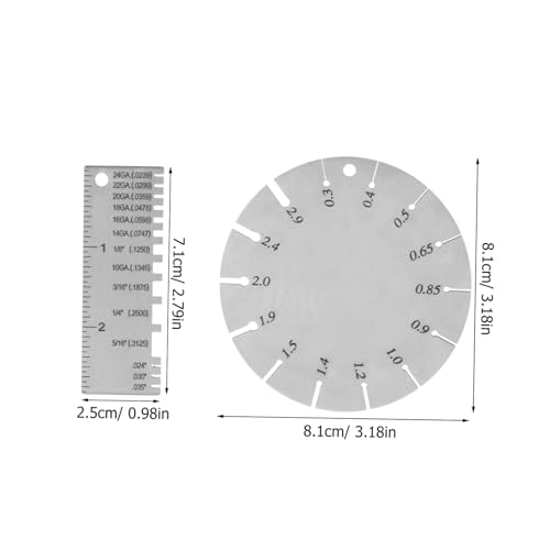 GLEAVI 2 piezas Calibrador de grosor de acero inoxidable para medición precisa de alambre y chapa metálica, versátil y conveniente para soldadura y fabricación miniatura 4