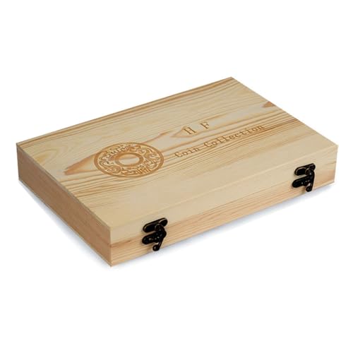 Boîte en bois pour collection de 50 à 100 pièces de monnaie