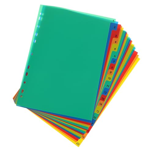 ibasenice ページカラフルインデックスプラスチック仕切りカード 類ラベル入り 挿入可能タブ付き 書類整理と学習管理用