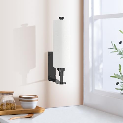 Image of SetSail Paper Towel Holder Under Cabinet Easy Tear Wall Mount Self-Adhesive or Drilled for Kitchen Bathroom Black 2 Packs